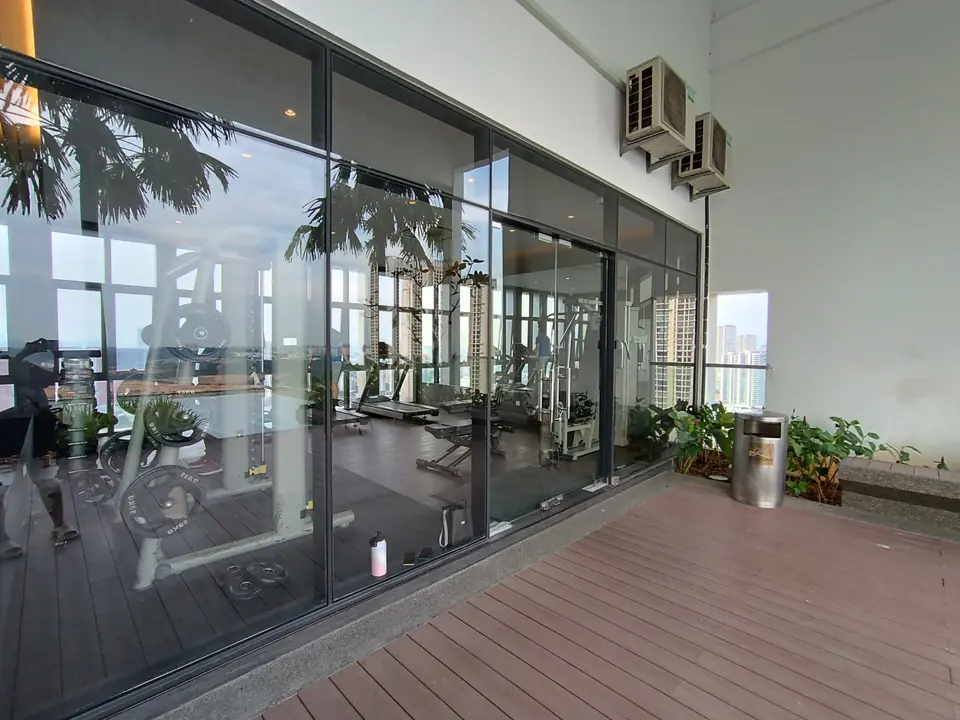 Glass-walled gym